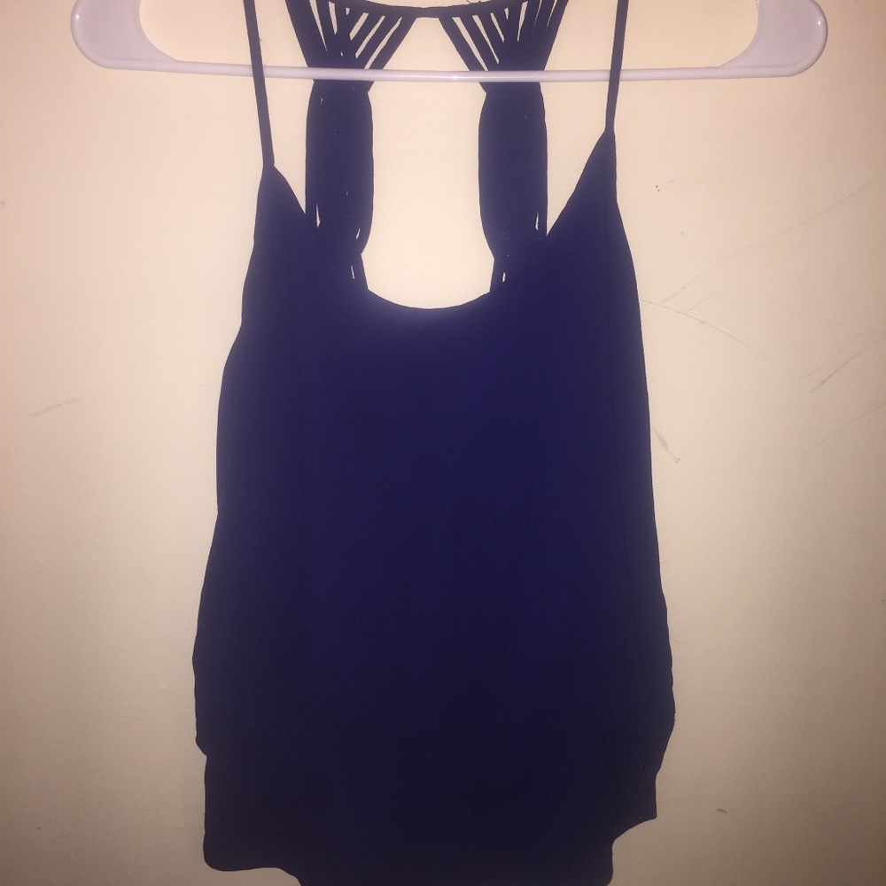 Navy blue backless / open back tank top